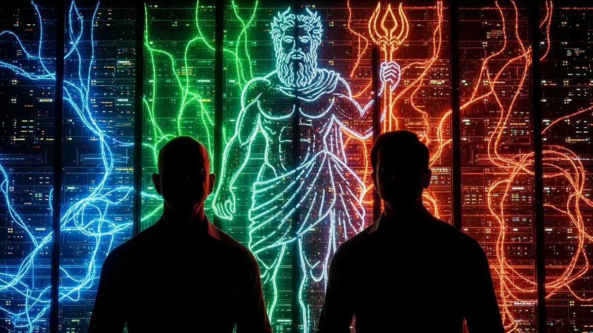 Jeff Bezos und Prometheus vor Server Rack